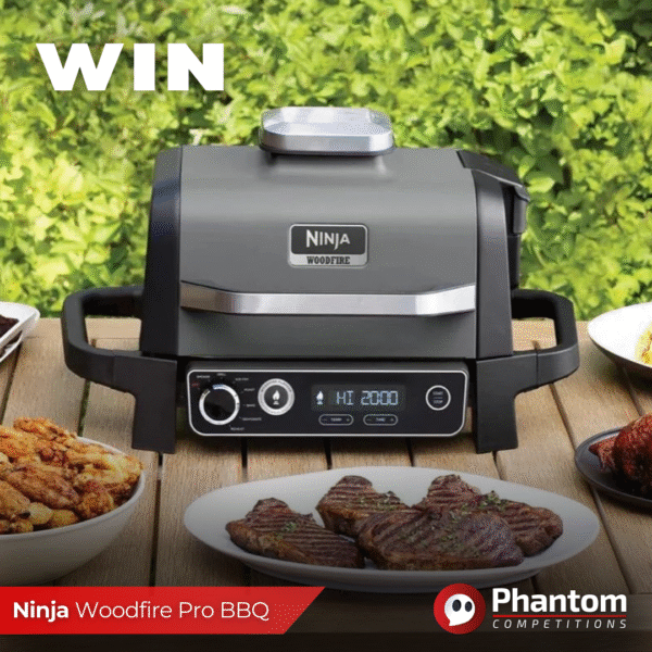 WIN Ninja Woodfire Pro XL Electric BBQ with Phantom Competitions, weekly raffle, competitions and instant wins