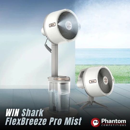 WIN Shark FlexBreeze Pro Mist Indoor & Outdoor Fan uk raffle draw competition - phantom competitions