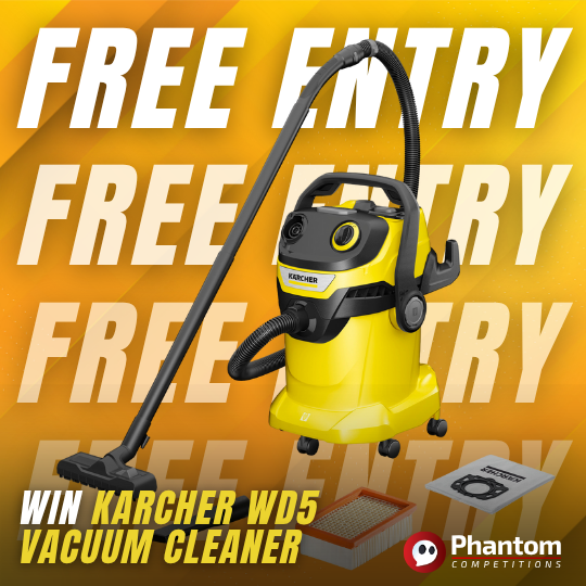win Karcher WD 5 Wet & Dry Vacuum Cleaner with phantom competitions free entry, free cash, giveaways and raffle draws uk