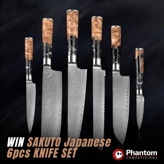 WIN SAKUTO Japanese Damascus 6pcs KNIFE SET