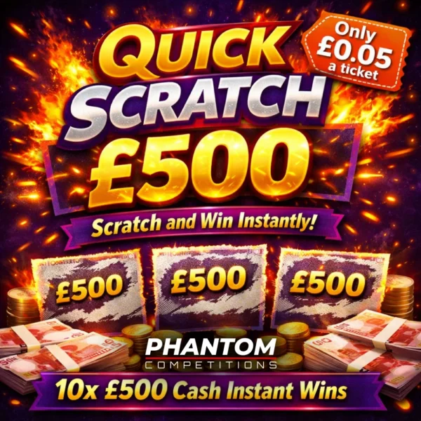 WIN 10x £500 Cash Instant Wins in out Scratch the Card Instant Wins + £500 End Prize